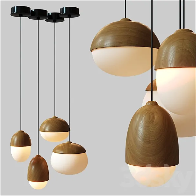 Modern Nodic Wood Acrylic Pendant Lamp Suspension Light Lighting Fixture DIY 3DS Max Model