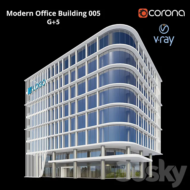 Modern Office Building 005 G + 5 3DS Max Model