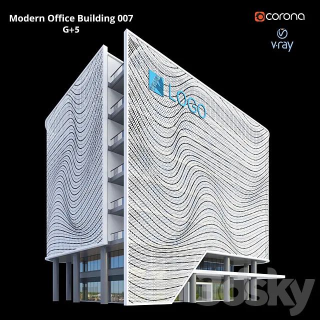 Modern Office Building 007 G + 5 3ds Max