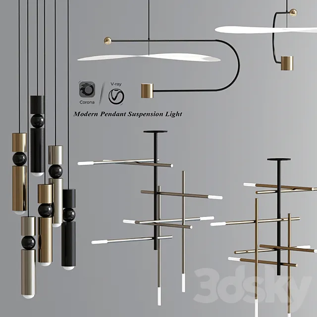 Modern Pendant Suspension Light 05 3ds Max