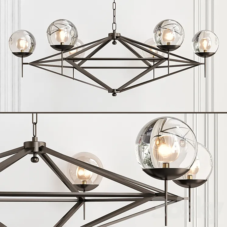 Modern Pyramid Glass Globes Chandelier 3DS Max