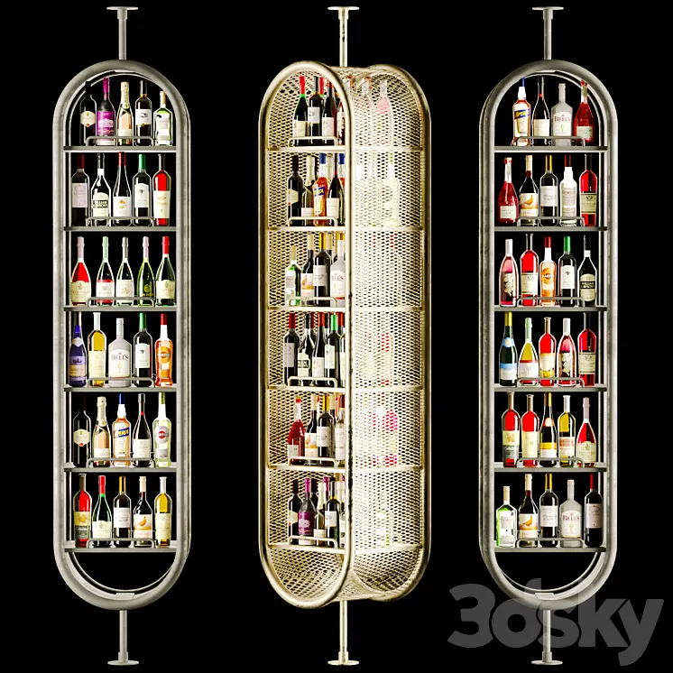 Modern rack in a restaurant with alcohol 3DS Max Model