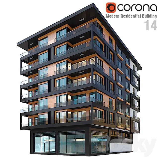 Modern Residential Building 014 3DS Max Model