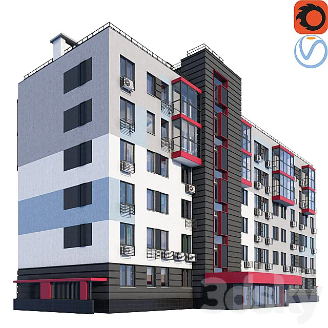 Modern residential building 3DSMax File