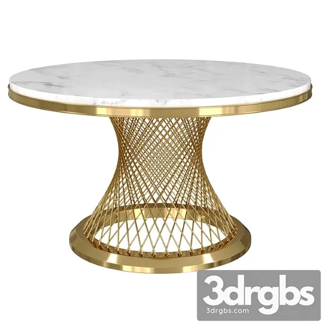 Modern Round Dining Table Stainless Steel Sintered Stone Plinth Tabletop Golden 3dsmax Download