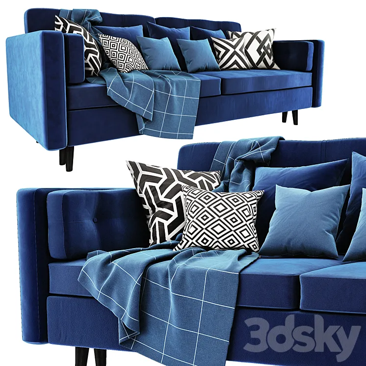 Modern Sofa Blue Velor 3DS Max