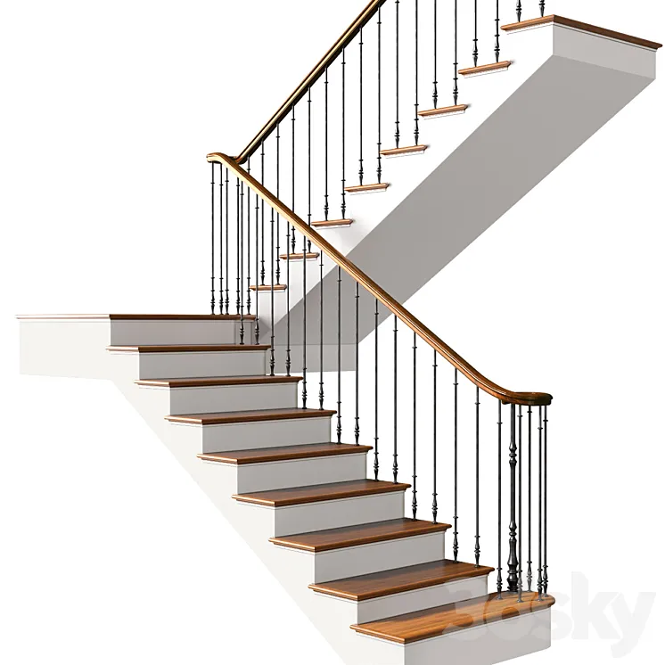 Modern Staircase in a classic style.Classic Modern  Art Deco interior Stair 3DS Max