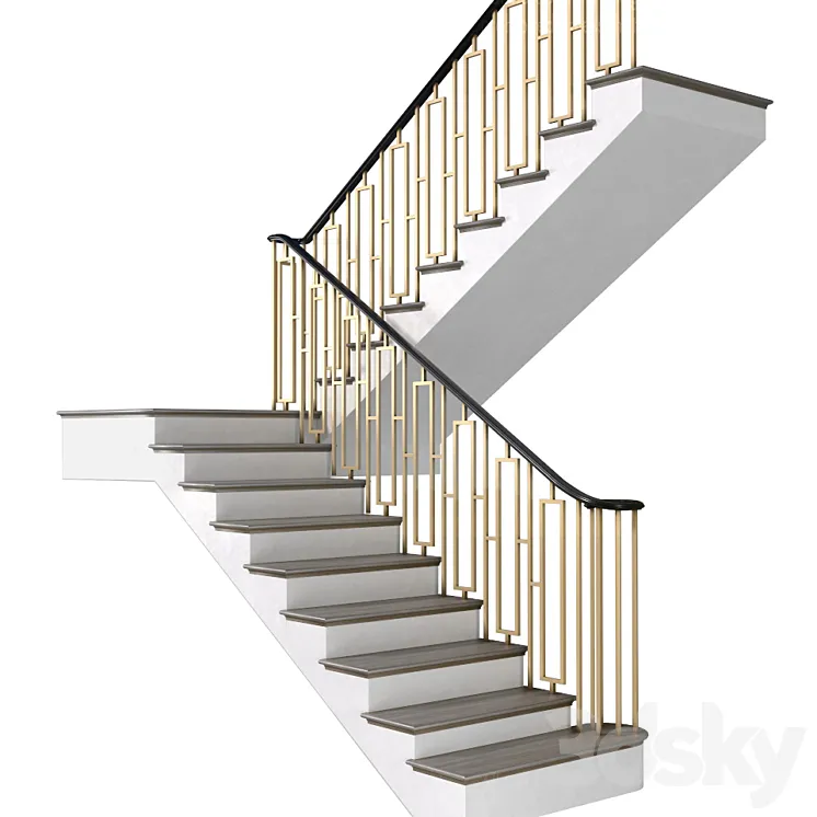 Modern staircase in Art Deco style. 3DS Max Model