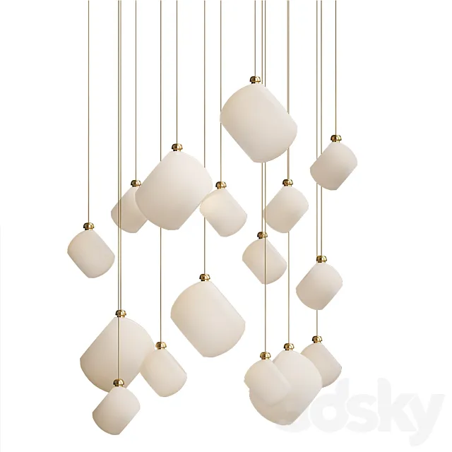 Modern Stairwell led chandelier lighting large bubble crystal ball 3ds Max