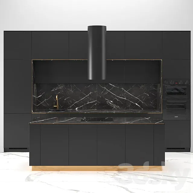Modern straight kitchen INGE with the island 02 3ds Max