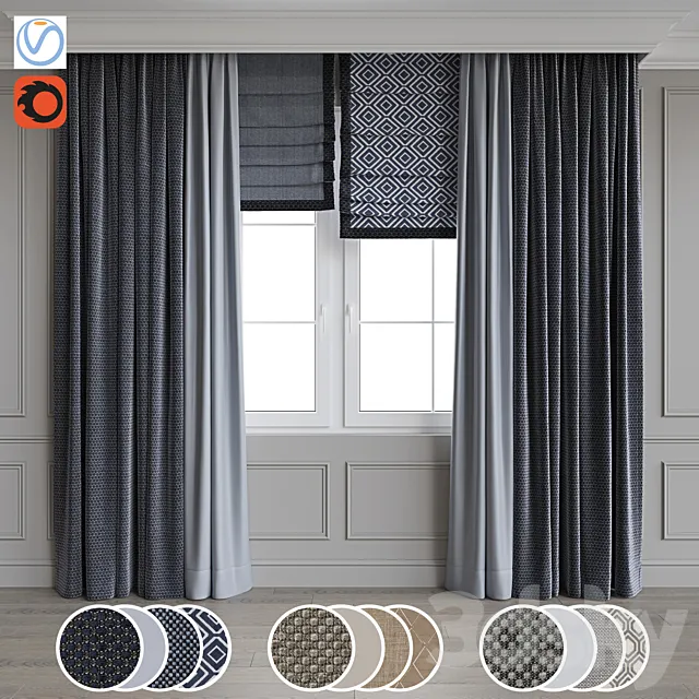 Modern style curtains 11 3DSMax File