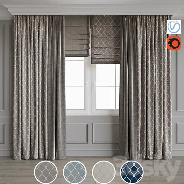 Modern style curtains 9 3DSMax File
