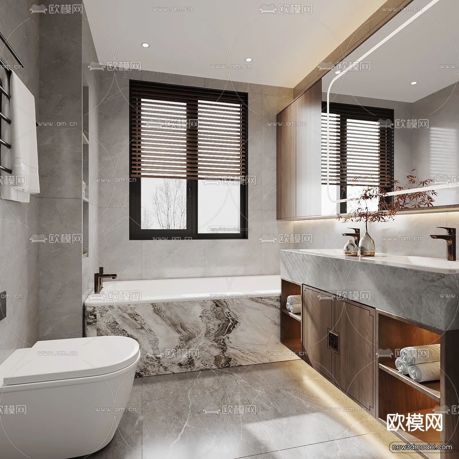 Modern Style Interior 3D Blocks and 3D Models – Bathroom 3D Scene – 630 – CORONA