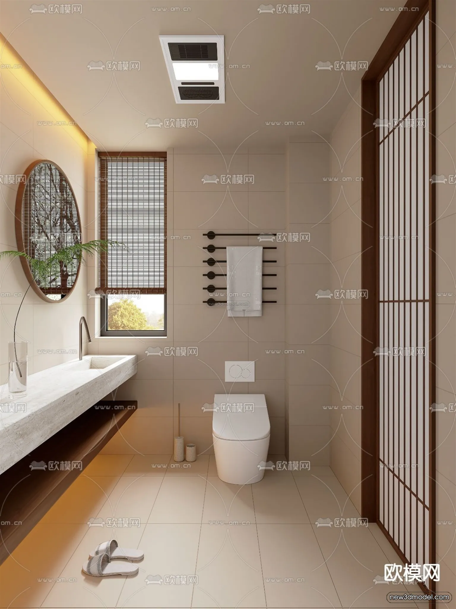 Modern Style Interior 3D Blocks and 3D Models – Bathroom 3D Scene – 632 – CORONA
