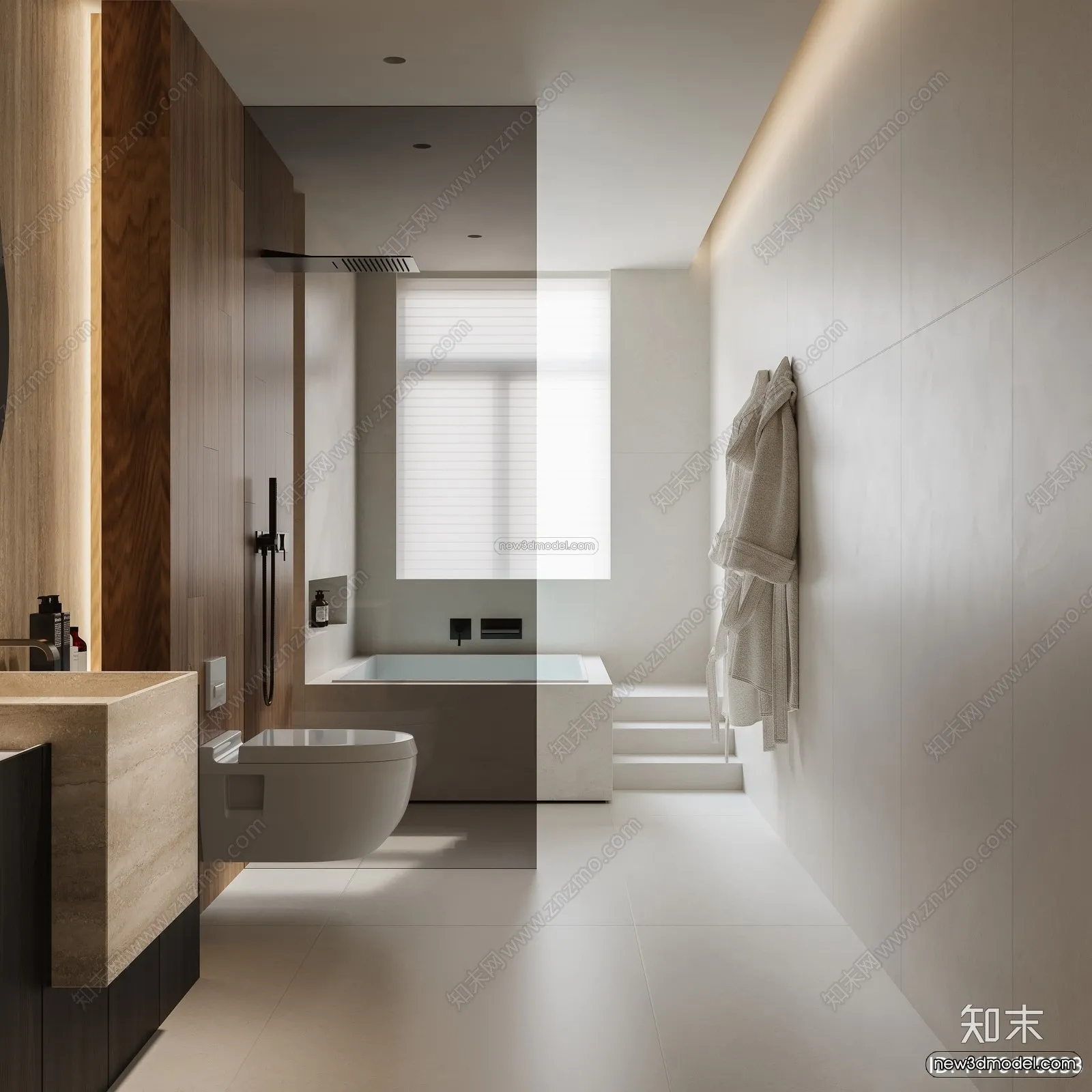 Modern Style Interior 3D Blocks and 3D Models – Bathroom 3D Scene – 644 – CORONA