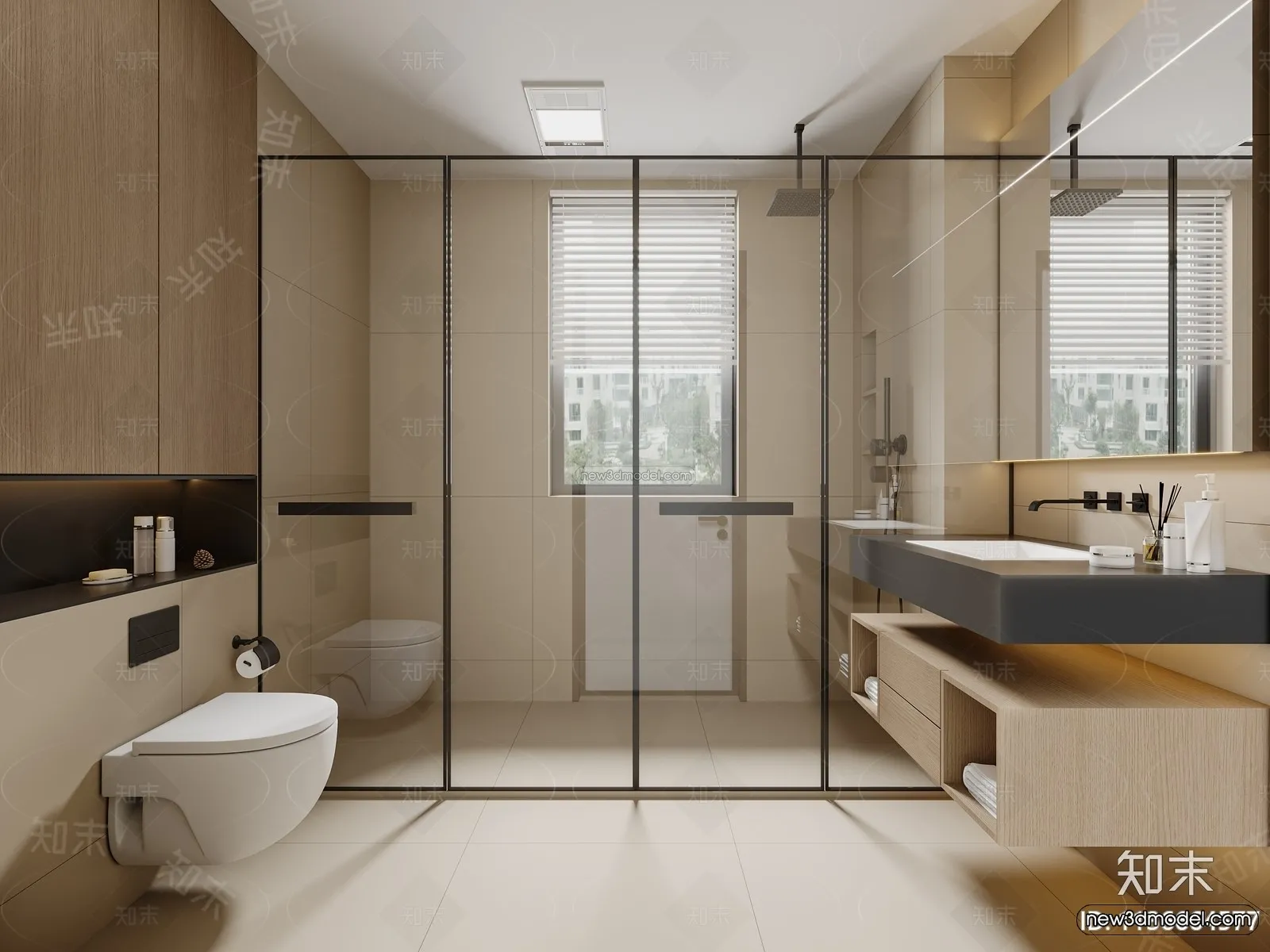 Modern Style Interior 3D Blocks and 3D Models – Bathroom 3D Scene – 647 – CORONA