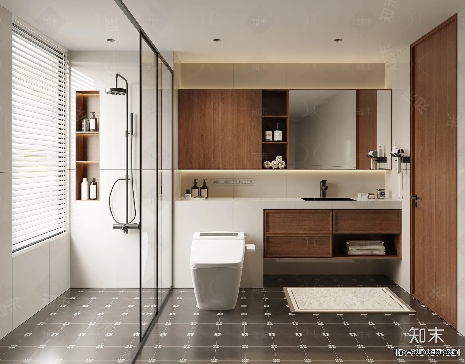 Modern Style Interior 3D Blocks and 3D Models – Bathroom 3D Scene – 648 – CORONA