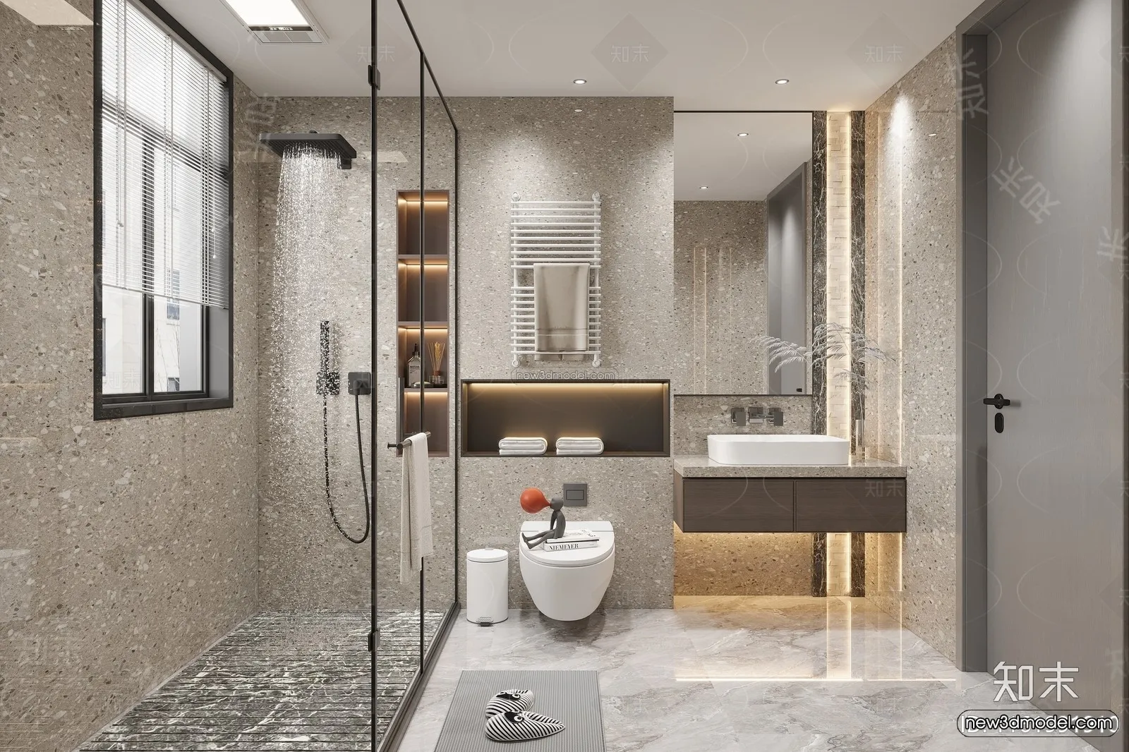 Modern Style Interior 3D Blocks and 3D Models – Bathroom 3D Scene – 649 – CORONA