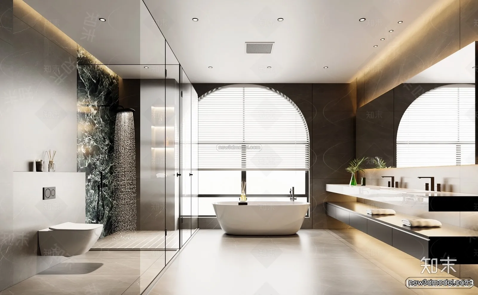 Modern Style Interior 3D Blocks and 3D Models – Bathroom 3D Scene – 652 – CORONA