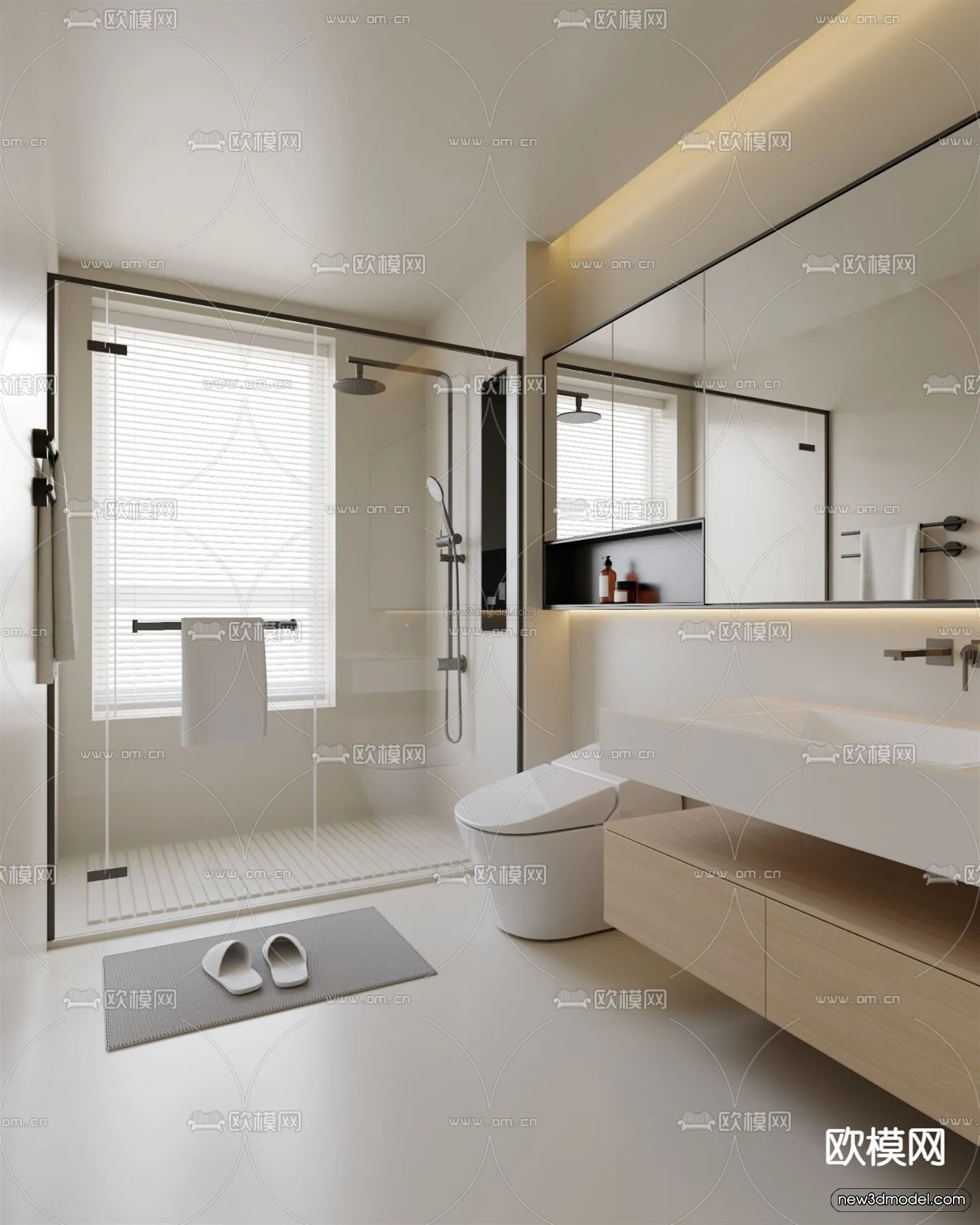 Modern Style Interior 3D Blocks and 3D Models – Bathroom 3D Scene – 653 – CORONA