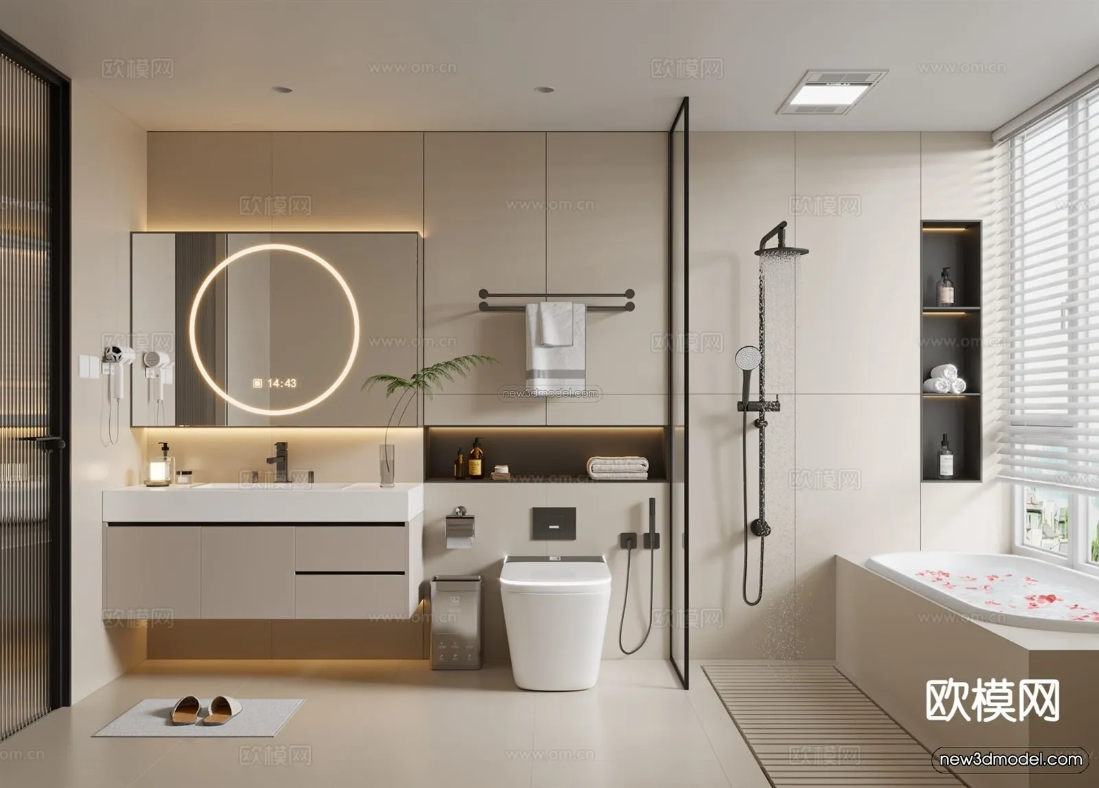 Modern Style Interior 3D Blocks and 3D Models – Bathroom 3D Scene – 656 – CORONA