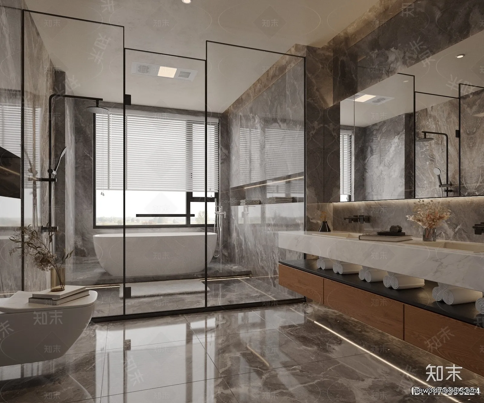 Modern Style Interior 3D Blocks and 3D Models – Bathroom 3D Scene – 661 – CORONA