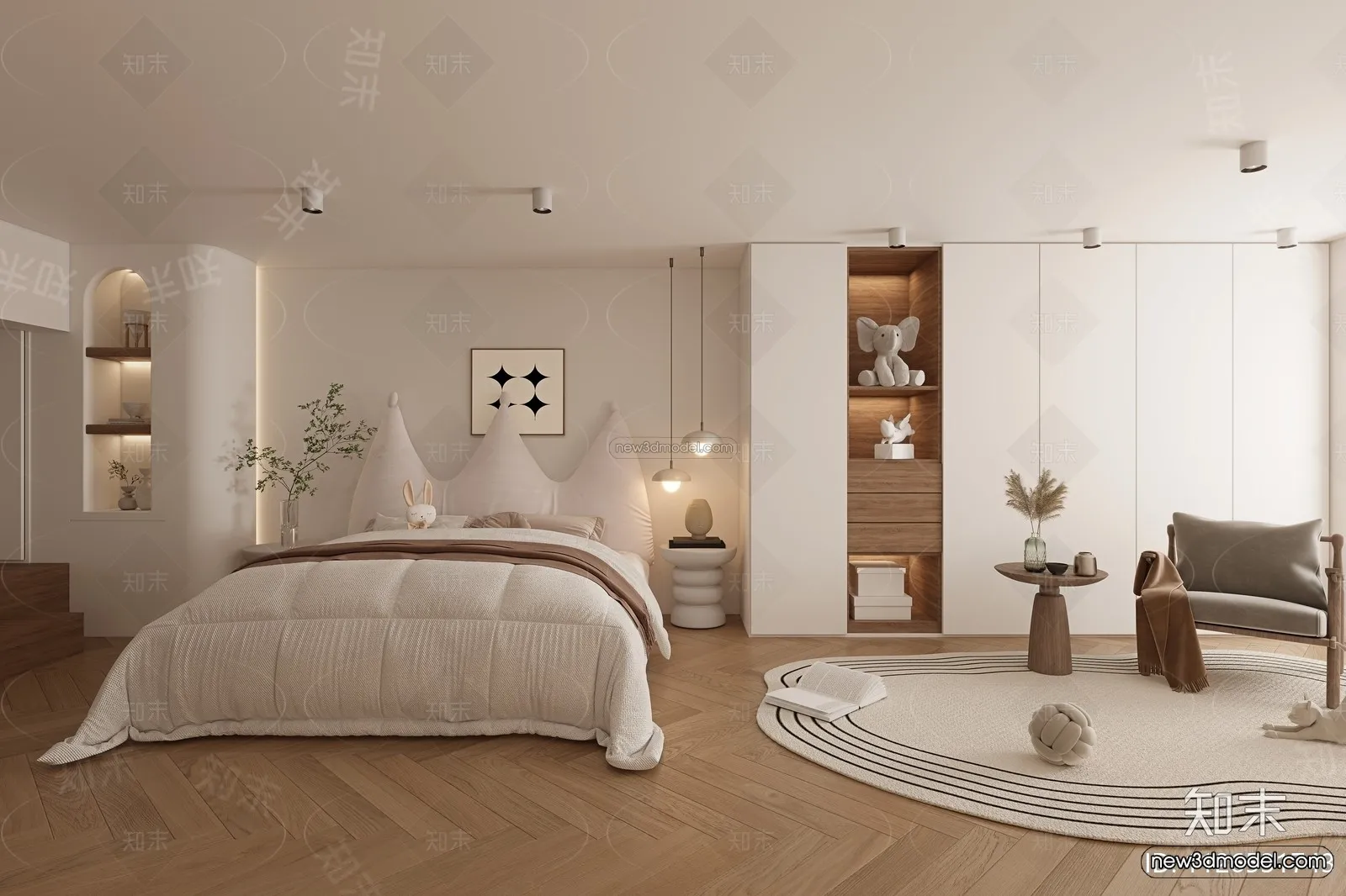 Modern Style Interior 3D Blocks and 3D Models – Bedroom 3D Scene – 421 – CORONA