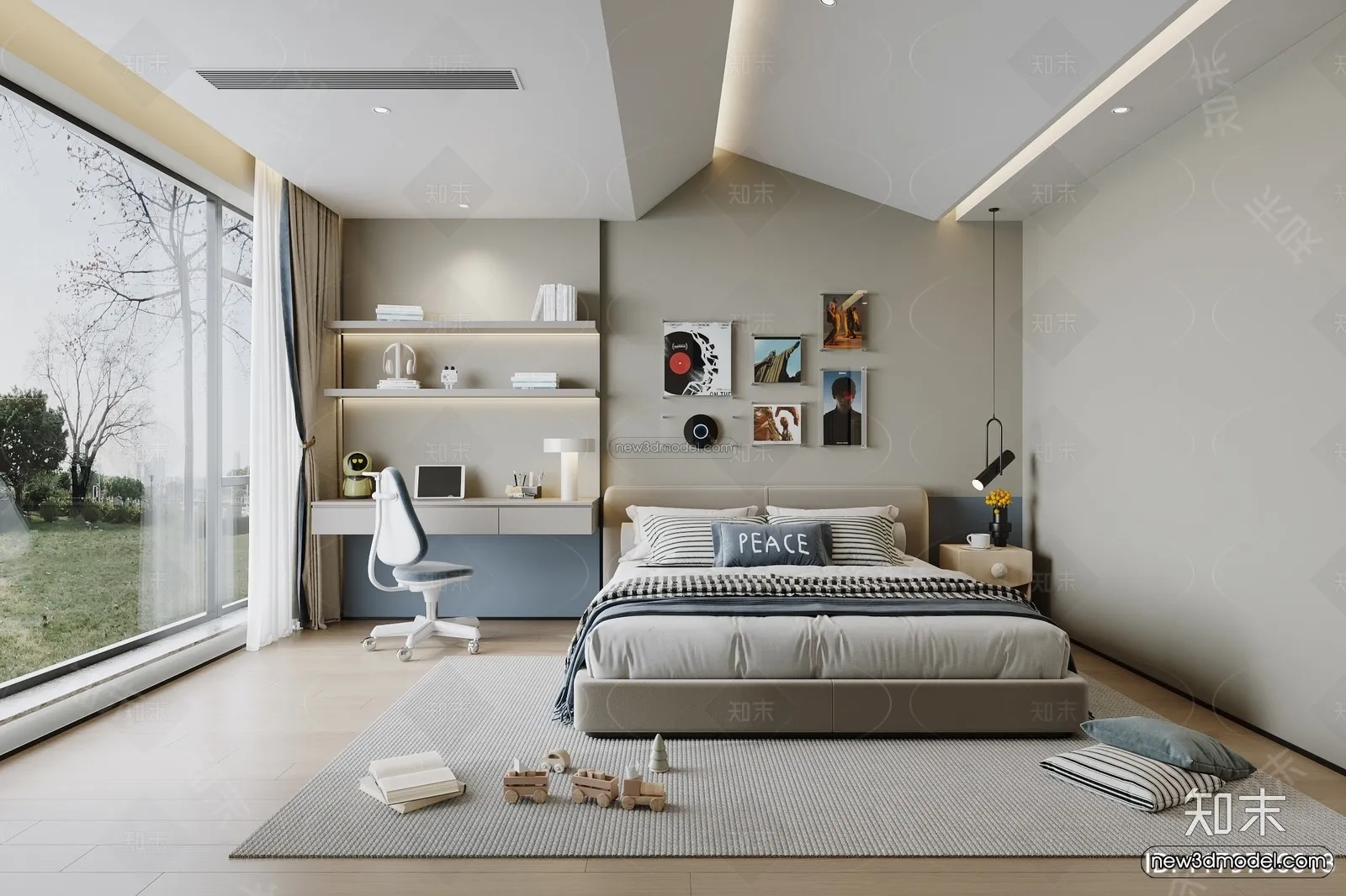Modern Style Interior 3D Blocks and 3D Models – Bedroom 3D Scene – 423 – CORONA