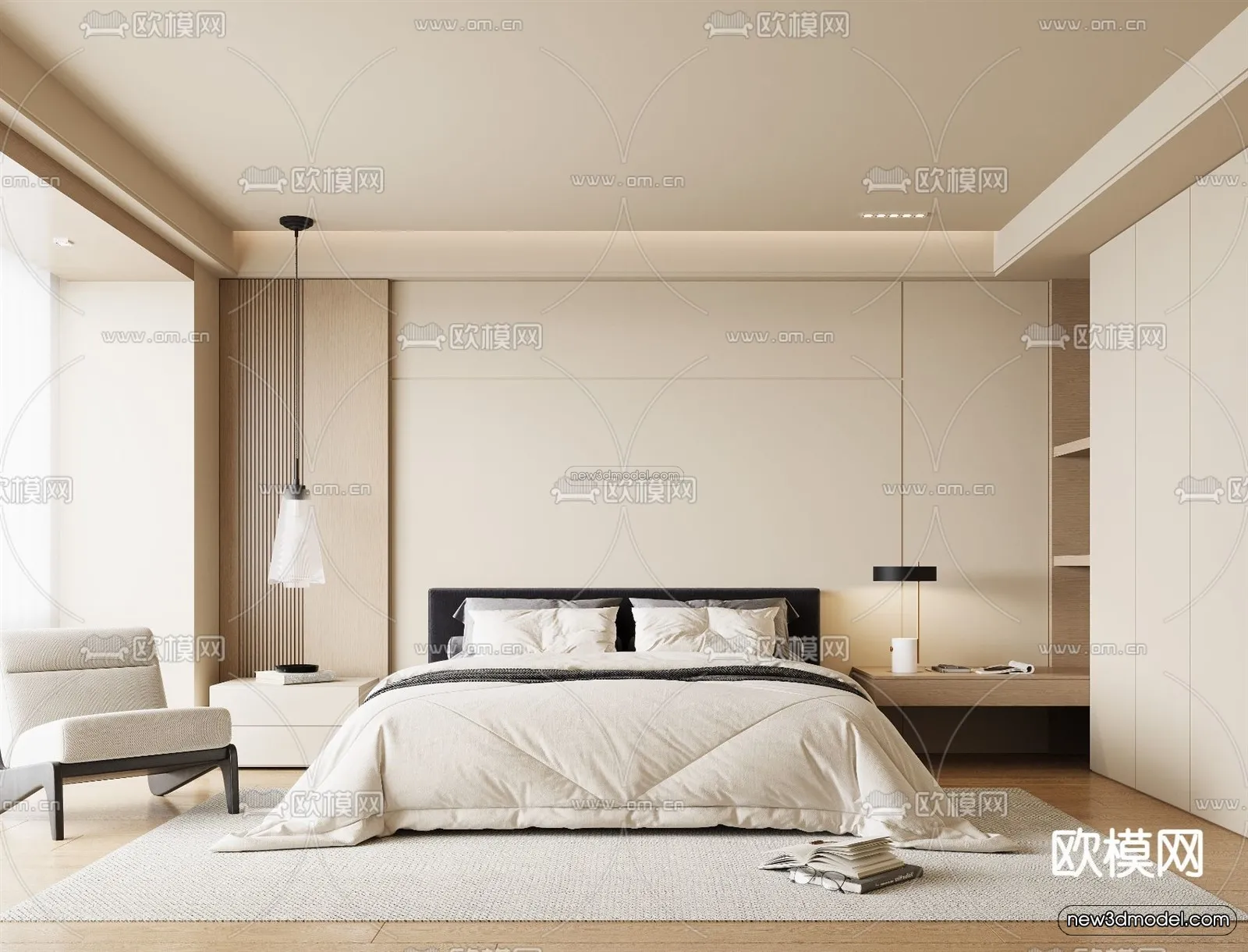 Modern Style Interior 3D Blocks and 3D Models – Bedroom 3D Scene – 427 – CORONA