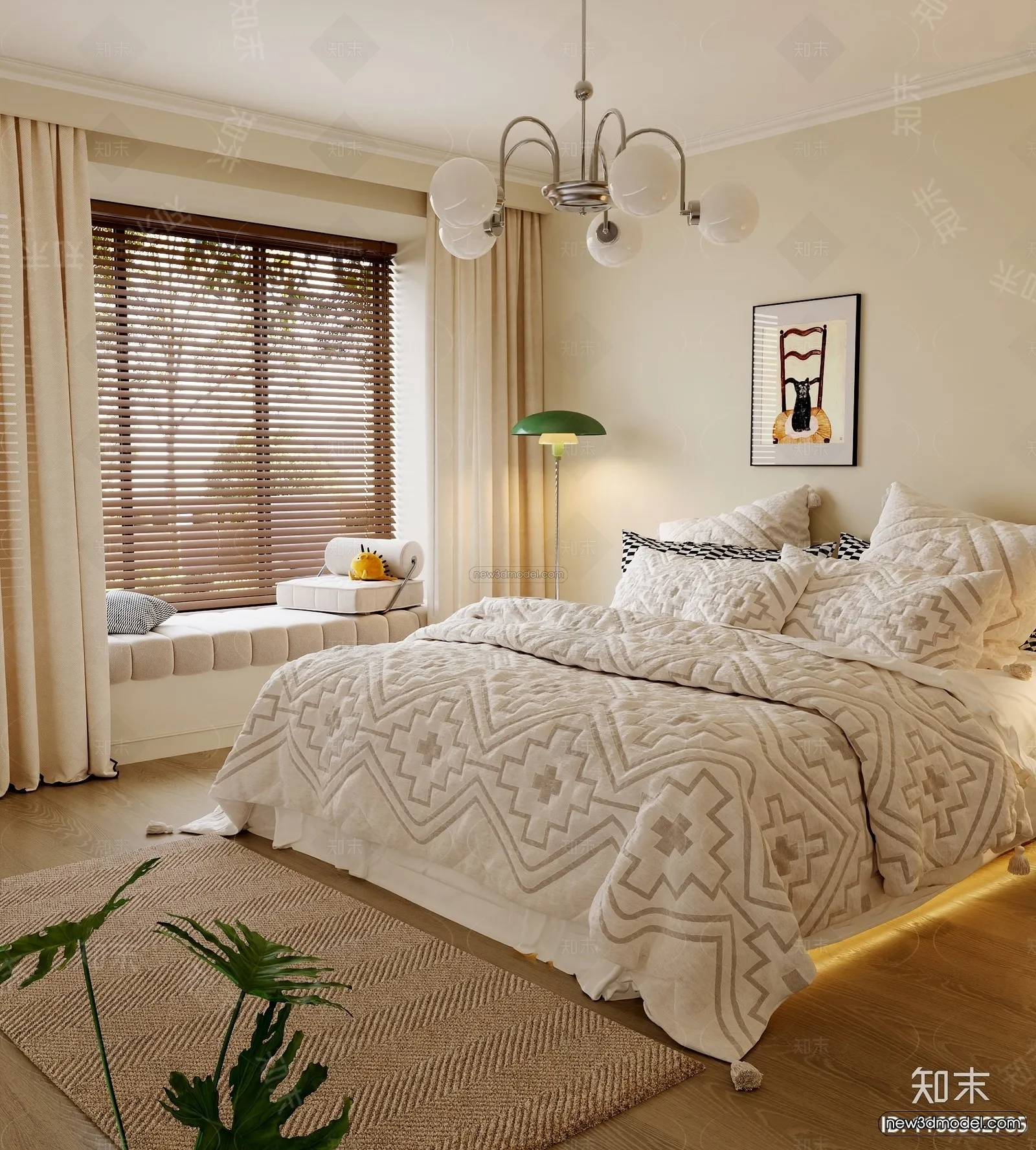 Modern Style Interior 3D Blocks and 3D Models – Bedroom 3D Scene – 448 – CORONA