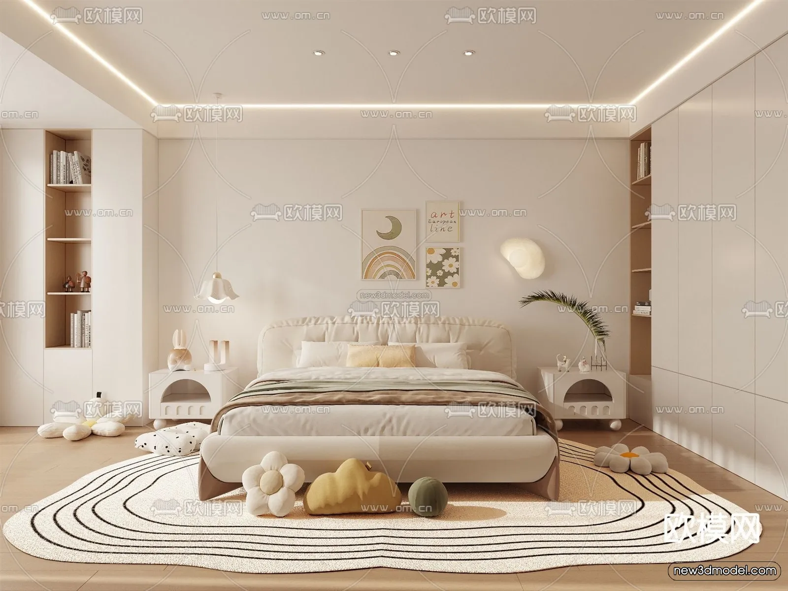 Modern Style Interior 3D Blocks and 3D Models – Bedroom 3D Scene – 451 – CORONA