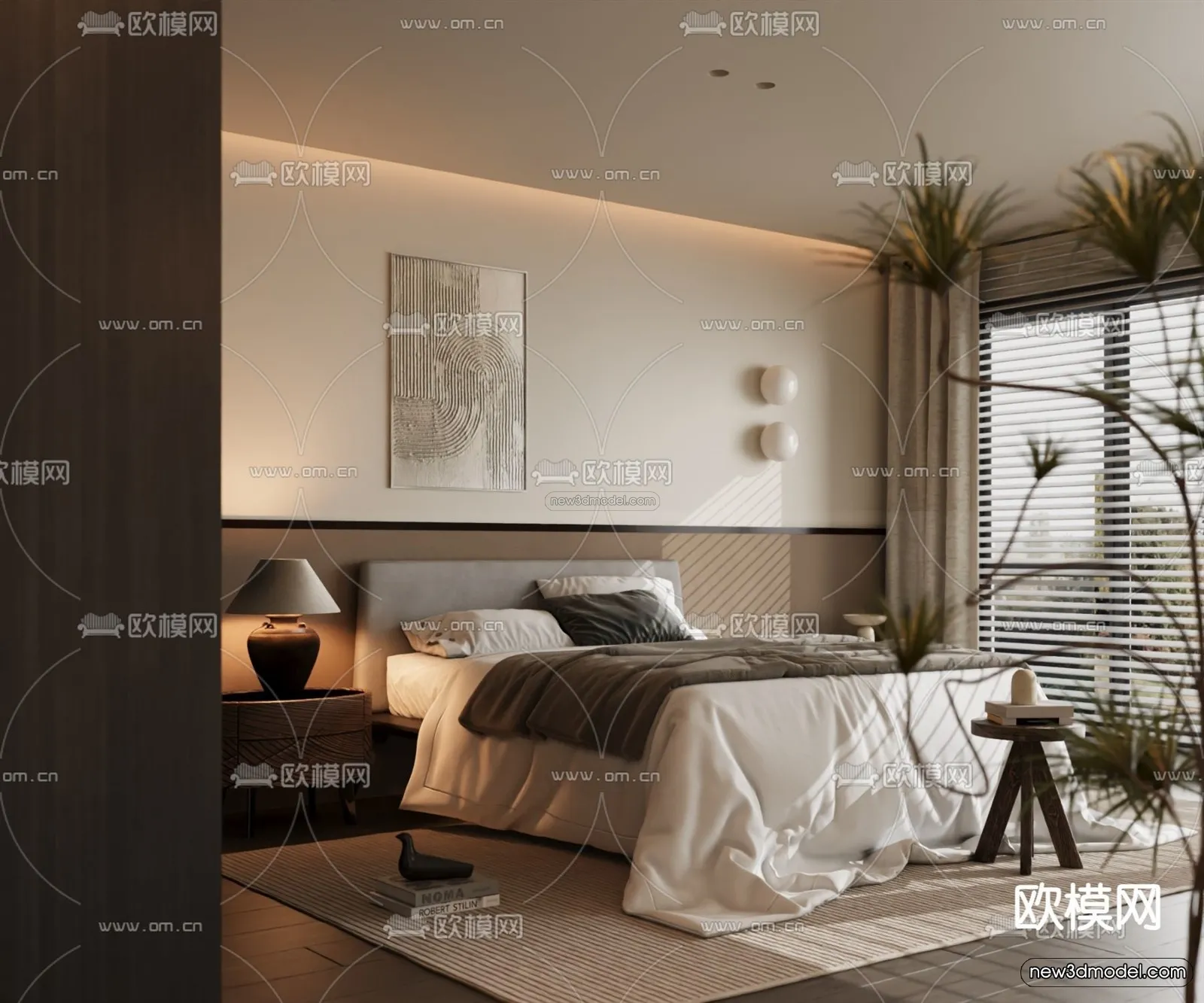 Modern Style Interior 3D Blocks and 3D Models – Bedroom 3D Scene – 452 – CORONA