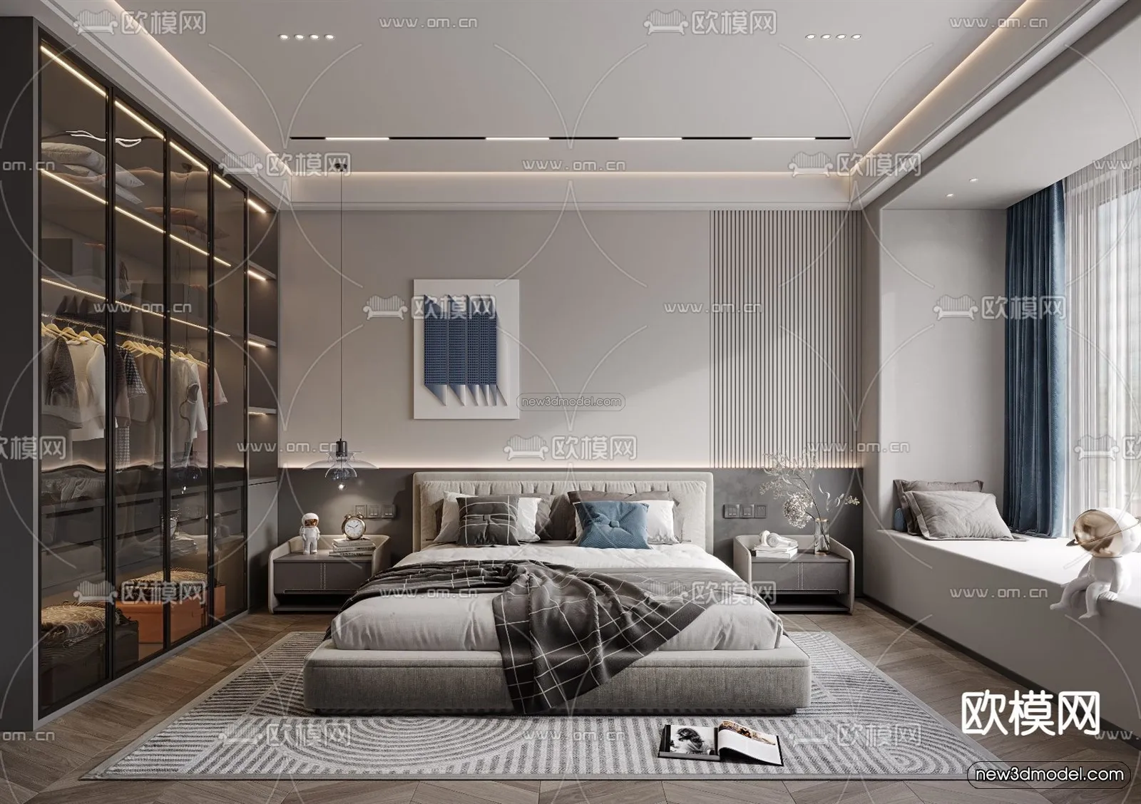 Modern Style Interior 3D Blocks and 3D Models – Bedroom 3D Scene – 460 – CORONA