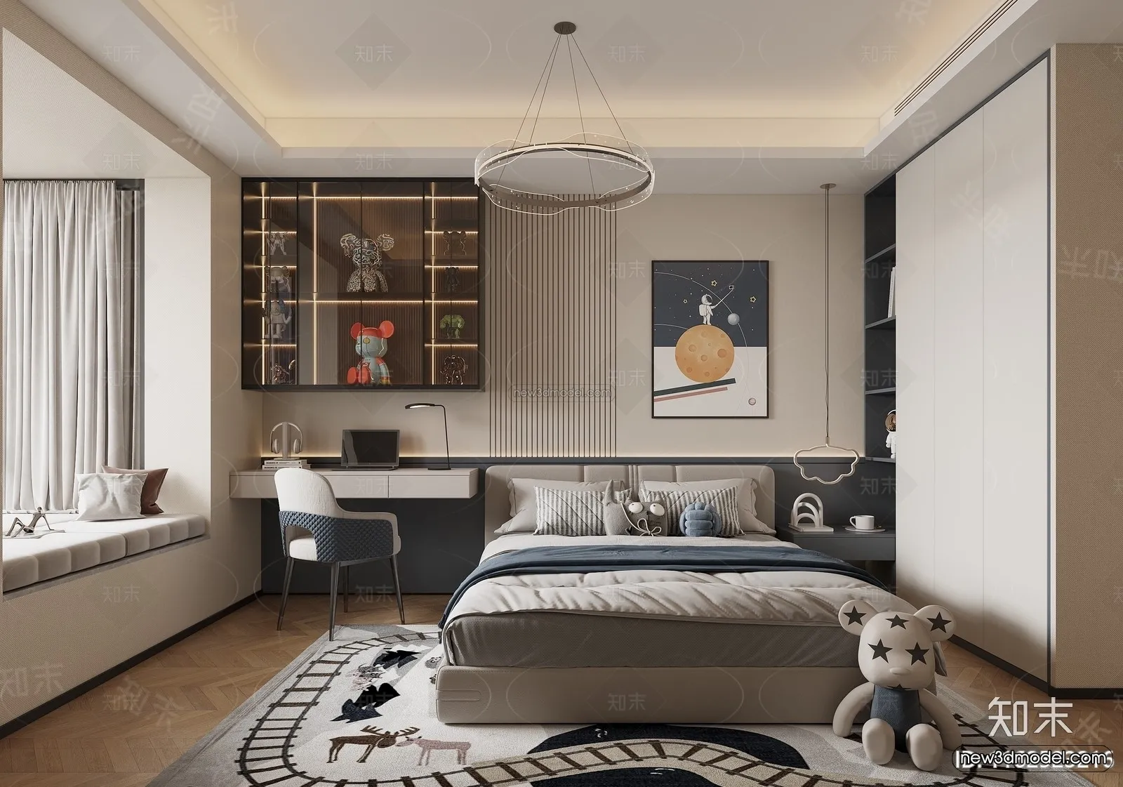 Modern Style Interior 3D Blocks and 3D Models – Bedroom 3D Scene – 467 – CORONA