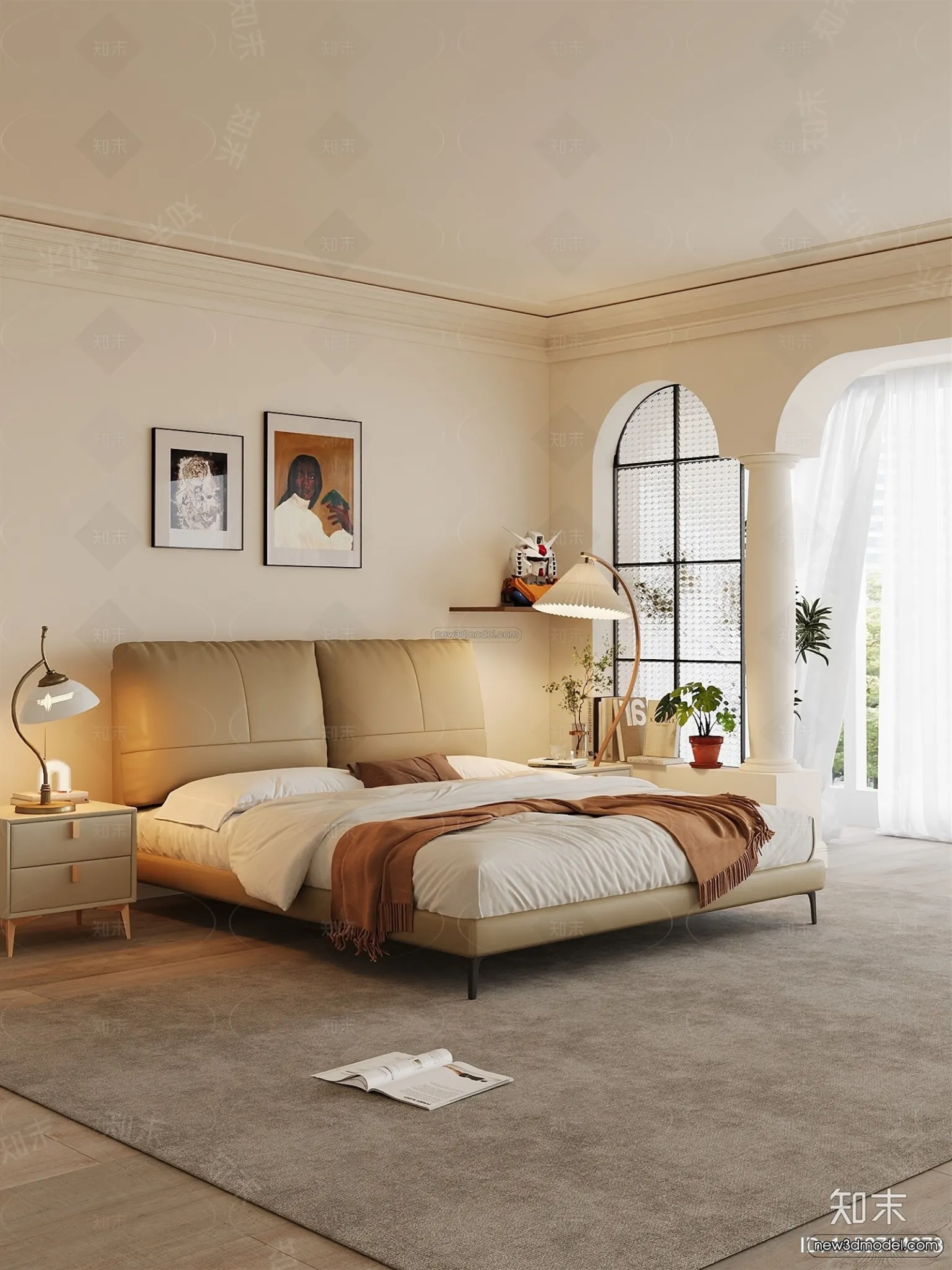 Modern Style Interior 3D Blocks and 3D Models – Bedroom 3D Scene – 470 – CORONA