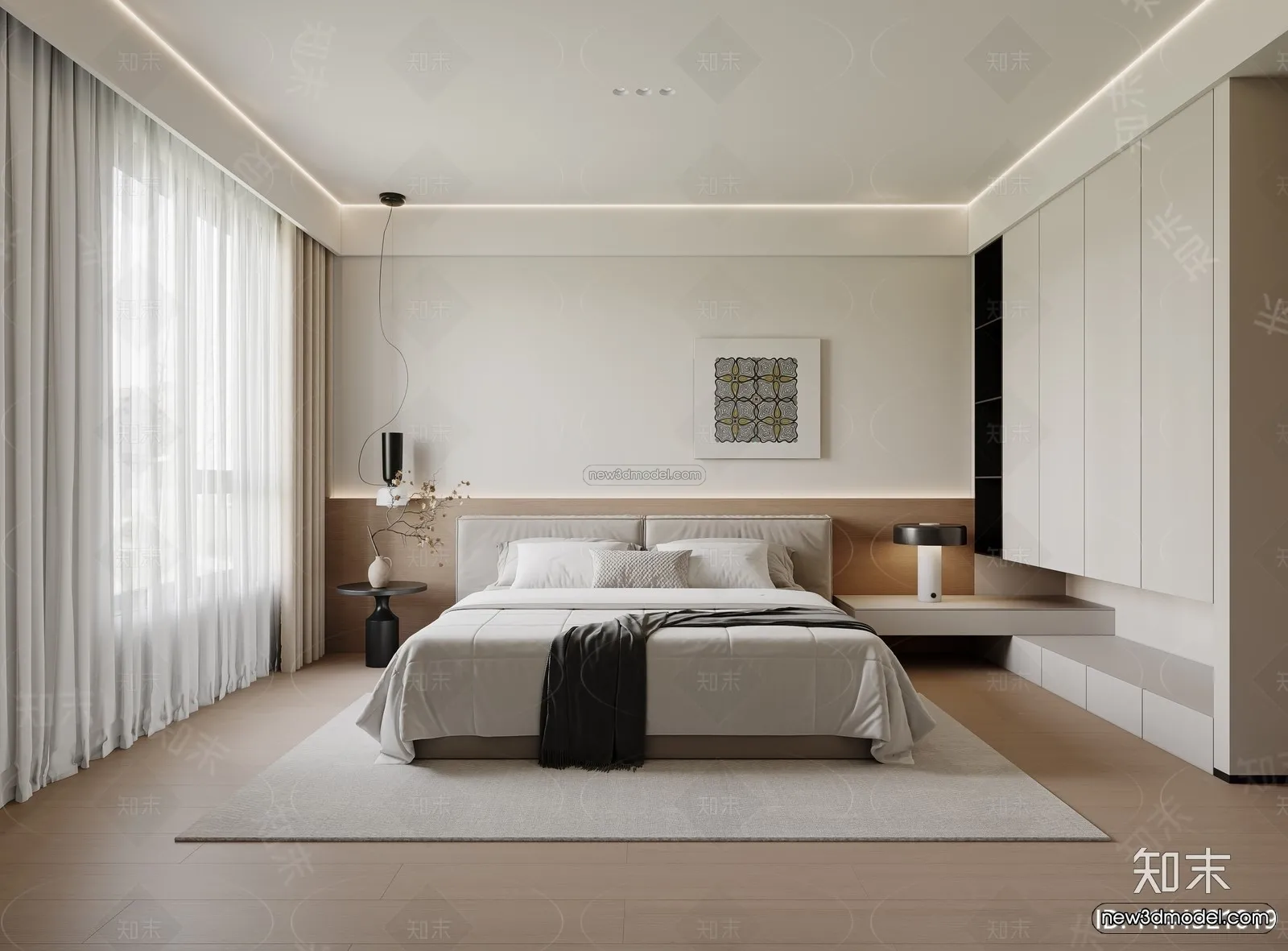 Modern Style Interior 3D Blocks and 3D Models – Bedroom 3D Scene – 471 – CORONA