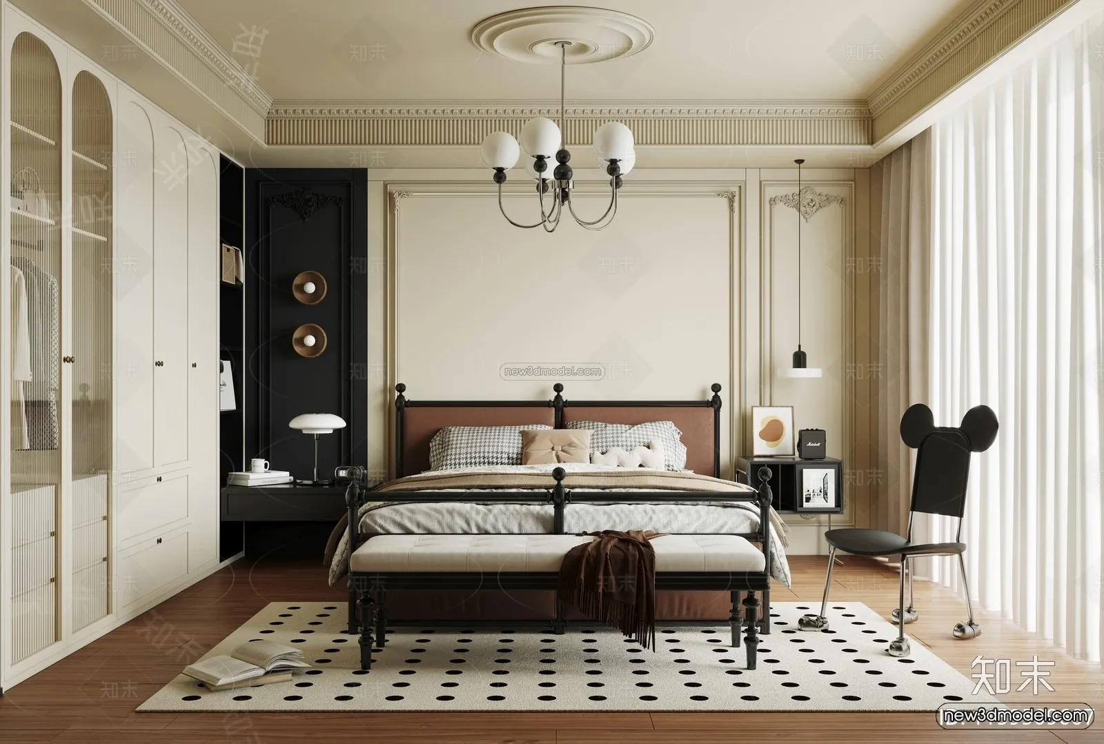 Modern Style Interior 3D Blocks and 3D Models – Bedroom 3D Scene – 472 – CORONA