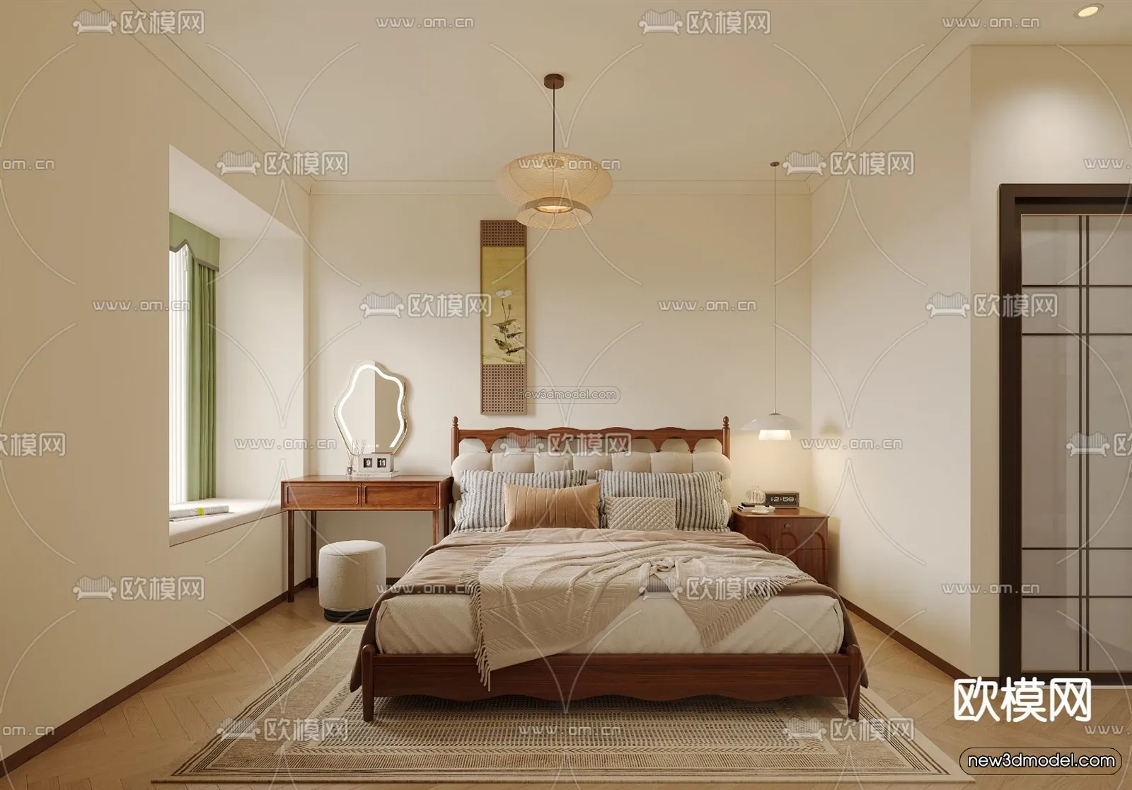 Modern Style Interior 3D Blocks and 3D Models – Bedroom 3D Scene – 480 – CORONA