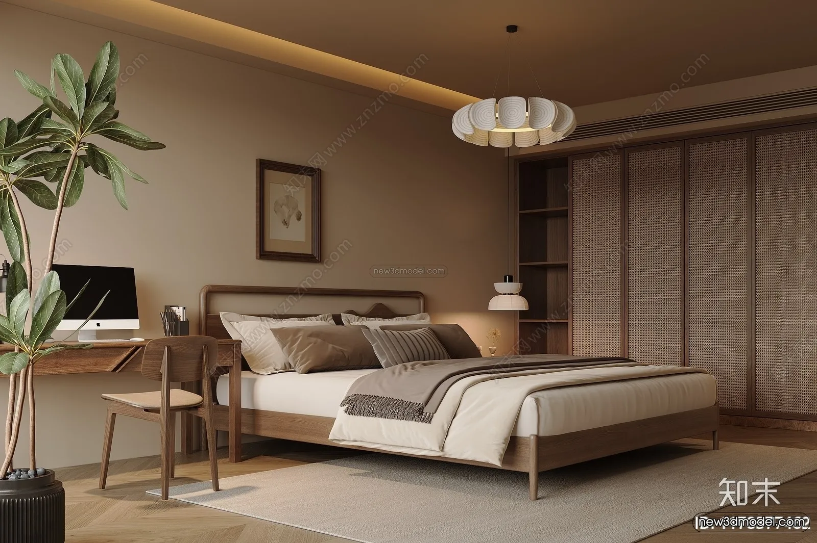 Modern Style Interior 3D Blocks and 3D Models – Bedroom 3D Scene – 482 – CORONA