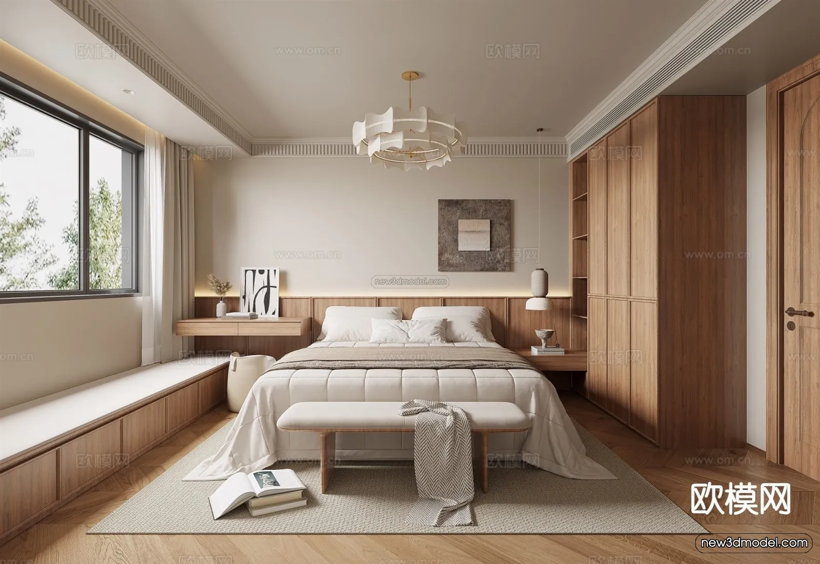 Modern Style Interior 3D Blocks and 3D Models – Bedroom 3D Scene – 483 – CORONA