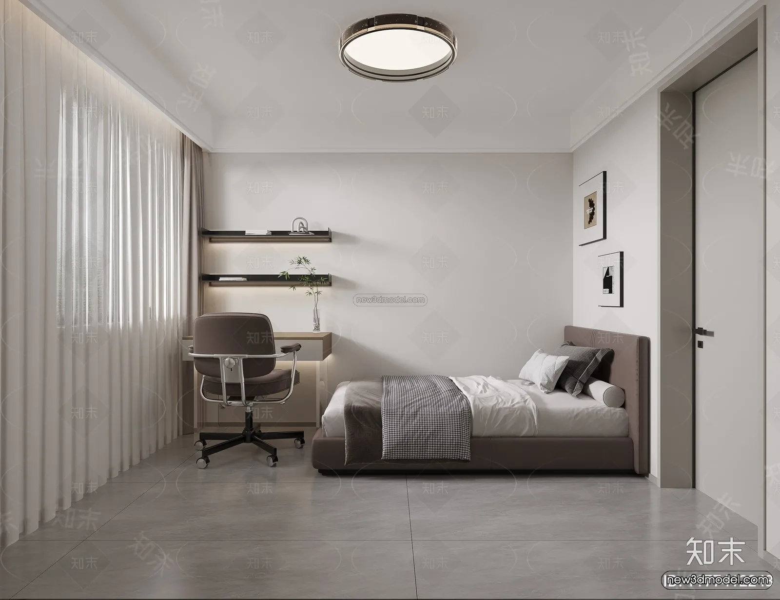 Modern Style Interior 3D Blocks and 3D Models – Bedroom 3D Scene – 489 – CORONA