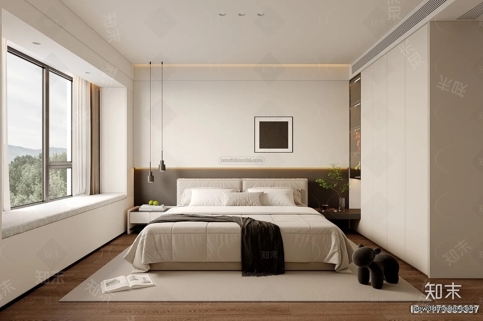 Modern Style Interior 3D Blocks and 3D Models – Bedroom 3D Scene – 490 – CORONA