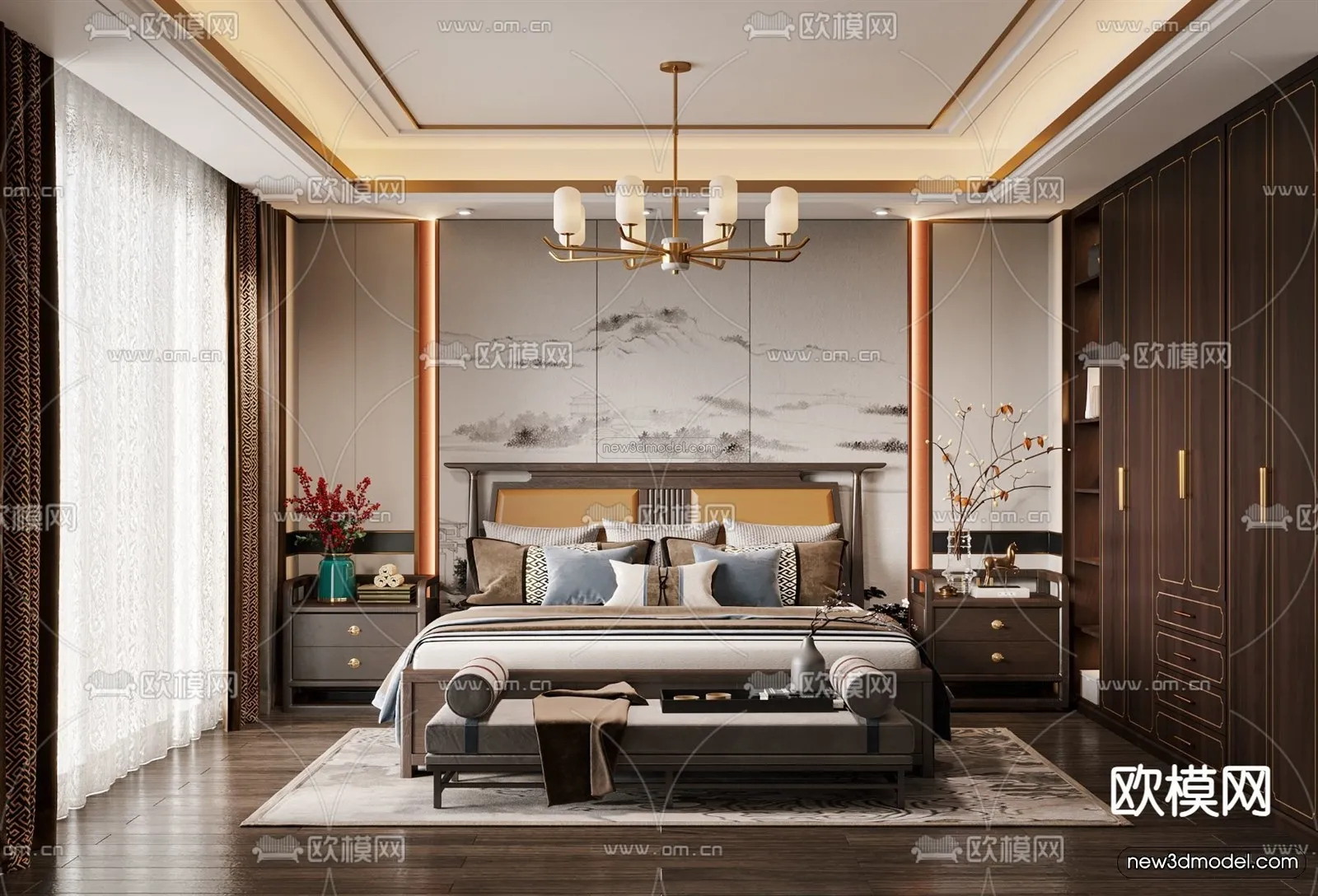 Modern Style Interior 3D Blocks and 3D Models – Bedroom 3D Scene – 497 – CORONA