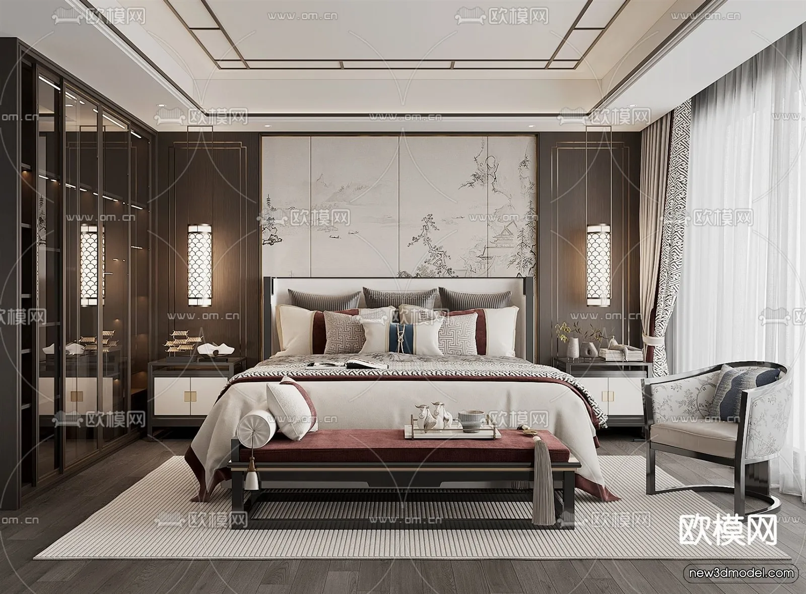 Modern Style Interior 3D Blocks and 3D Models – Bedroom 3D Scene – 502 – CORONA