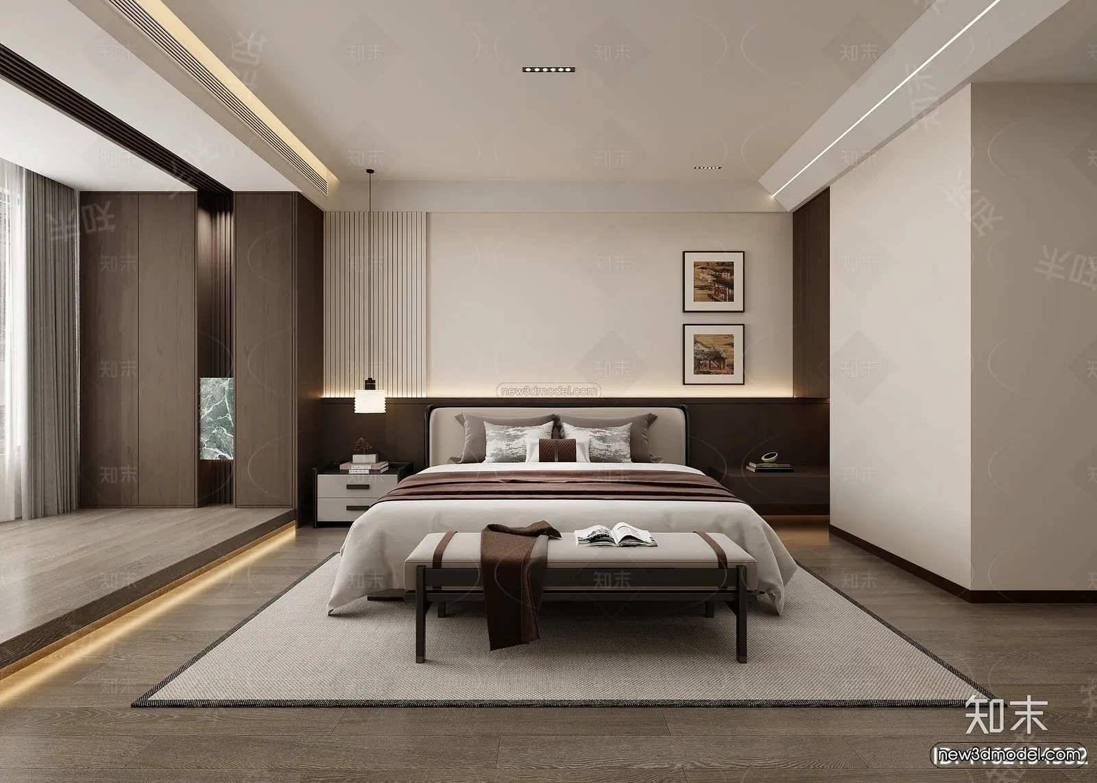 Modern Style Interior 3D Blocks and 3D Models – Bedroom 3D Scene – 505 – CORONA
