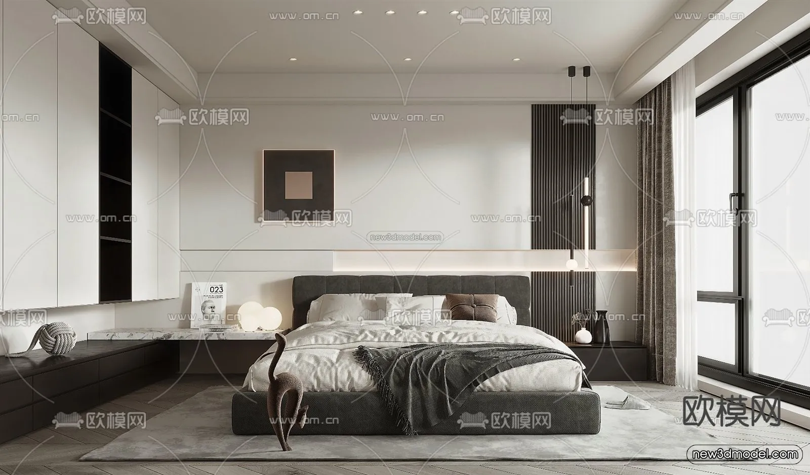 Modern Style Interior 3D Blocks and 3D Models – Bedroom 3D Scene – 508 – CORONA