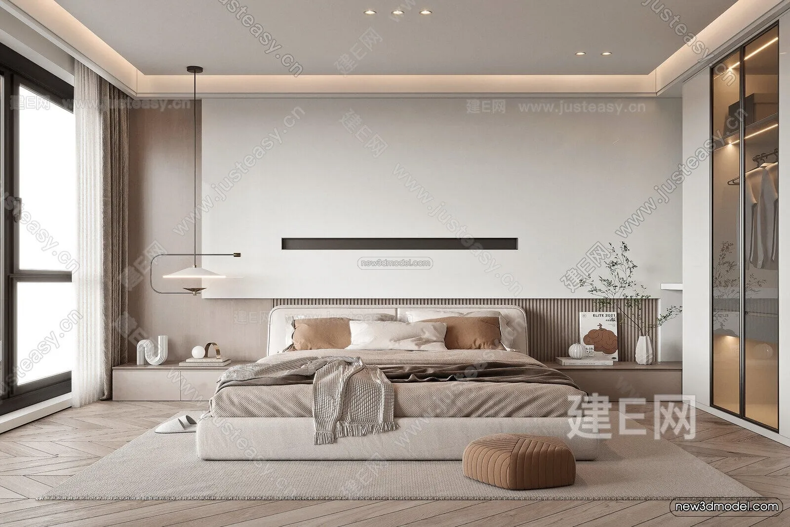 Modern Style Interior 3D Blocks and 3D Models – Bedroom 3D Scene – 510 – CORONA