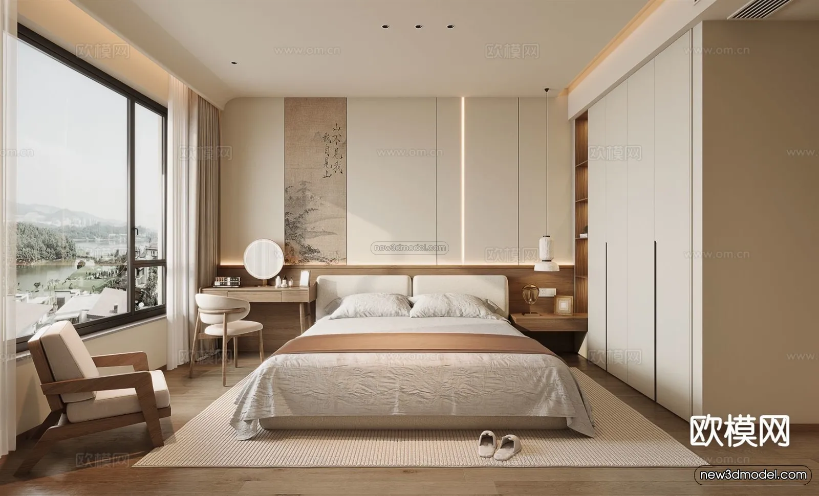 Modern Style Interior 3D Blocks and 3D Models – Bedroom 3D Scene – 513 – CORONA