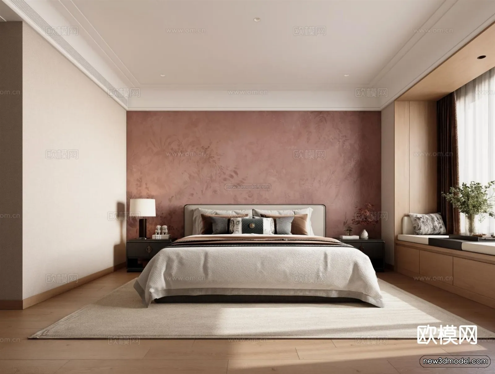 Modern Style Interior 3D Blocks and 3D Models – Bedroom 3D Scene – 518 – CORONA