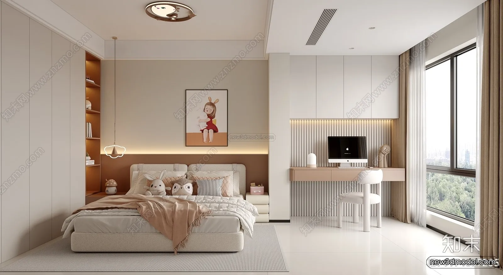 Modern Style Interior 3D Blocks and 3D Models – Bedroom 3D Scene – 521 – CORONA